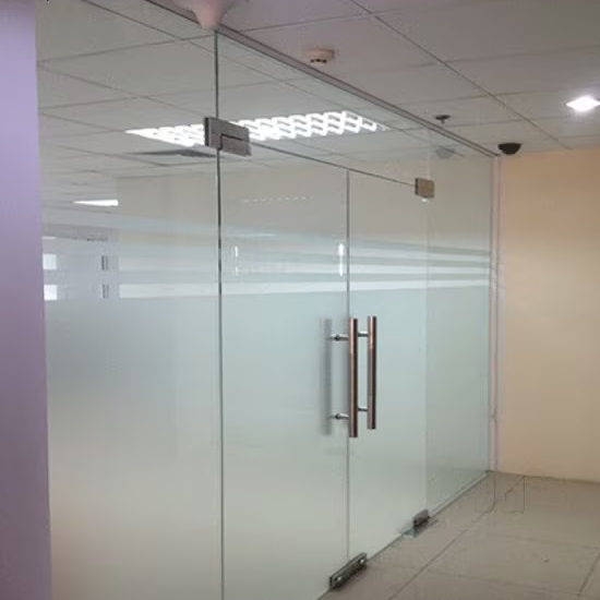 Toughened glass door partition