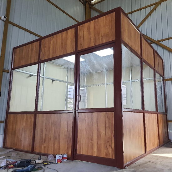 Wooden look powder coated office cabin